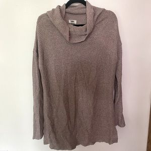 Large Beige Old Navy Knit Texture Sweater Dress with Cowl Neck